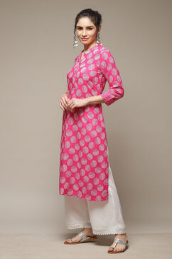 Magenta LIVA Straight Kurta image number 3